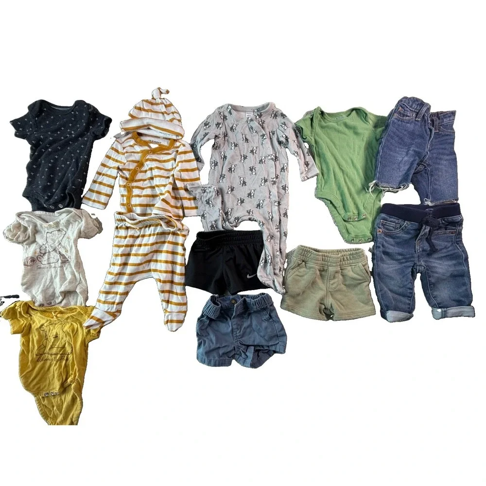 Baby Boys Clothing Lot 0-3M 3M 3-6M Old Navy Nike Jeans Bodysuits 13 Pc